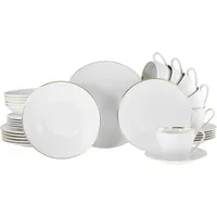 CreaTable Kombiservice Valencia Gold, Porzellan, 30 tlg. - weiß,