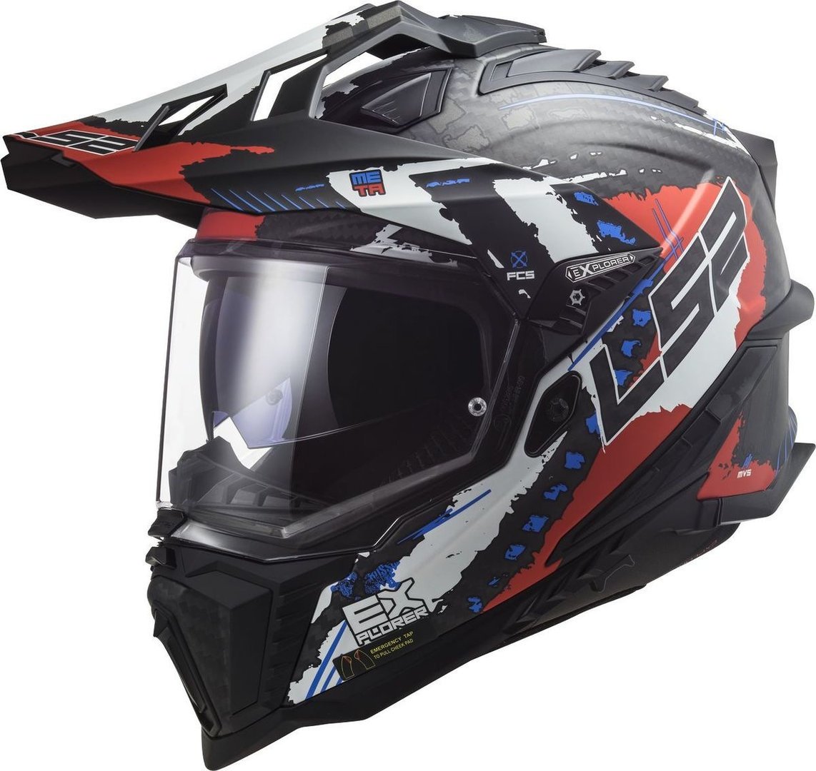 LS2 MX701 Explorer C Extend Carbon Motorcross helm, zwart-rood, XS Voorman