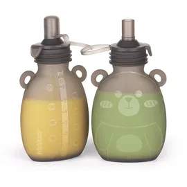 Haakaa Haakaa, Babynahrungsbehälter, Quetschies Happy Bear 2er Set