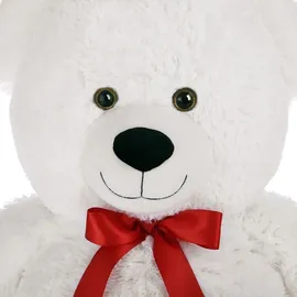 DEUBA Teddybär XXL 100 cm groß weiß Plüsch Teddy mit Herzkissen I Love You 26 cm