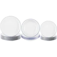 SELTMANN WEIDEN Compact Blaurand Teller-Set 18-tlg. weiß-blau