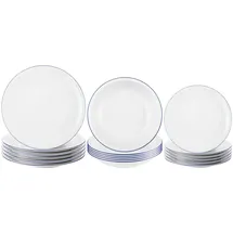 SELTMANN WEIDEN Compact Blaurand Teller-Set 18-tlg. weiß-blau