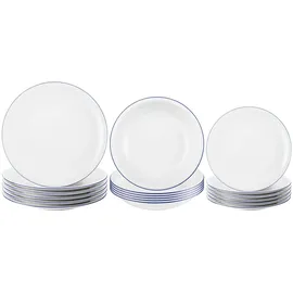 SELTMANN WEIDEN Compact Blaurand Teller-Set 18-tlg. weiß-blau