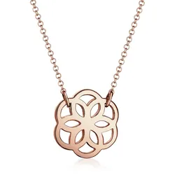 Kette mit Anhänger ELLI "Blume Floral Blüte 925 Silber", rosa (rosegold), Halsketten, Damen, Silber 925 (Sterlingsilber), L: 45cm
