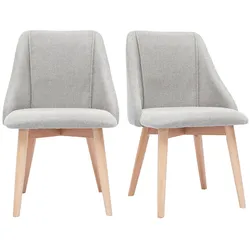 Stühle aus grauem Stoff mit Samteffekt und massivem Buchenholz (2er-Set) HIGGINS