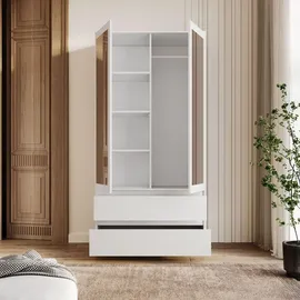 lookway Kleiderschrank HANA SS-90 2-türig 90 x 200 cm Kunststoff Holznachbildung Weiß