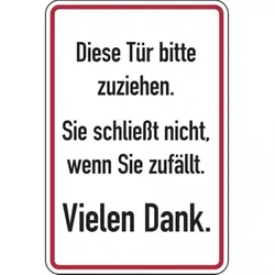 Dreifke® Aufkleber | Hinweisschild, Diese Tür bitte zuziehen, 300 x 200 - 200x300 mm Folie selbstklebend