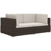 vidaXL Ecksofa 2 STK. mit Auflagen Gartenmöbel Lounge Möbel Sofa Bank Sessel 2er-Sofa Gartensofa Sitzgruppe Rattansofa Poly Rattan Braun