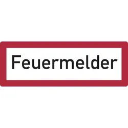 Feuerwehrschild, Feuermelder - DIN 4066 - 297x105x0.45 mm Aluminium geprägt
