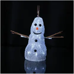 LED-Figur Crystal Snowman Schneemann weiß mit Zweigen