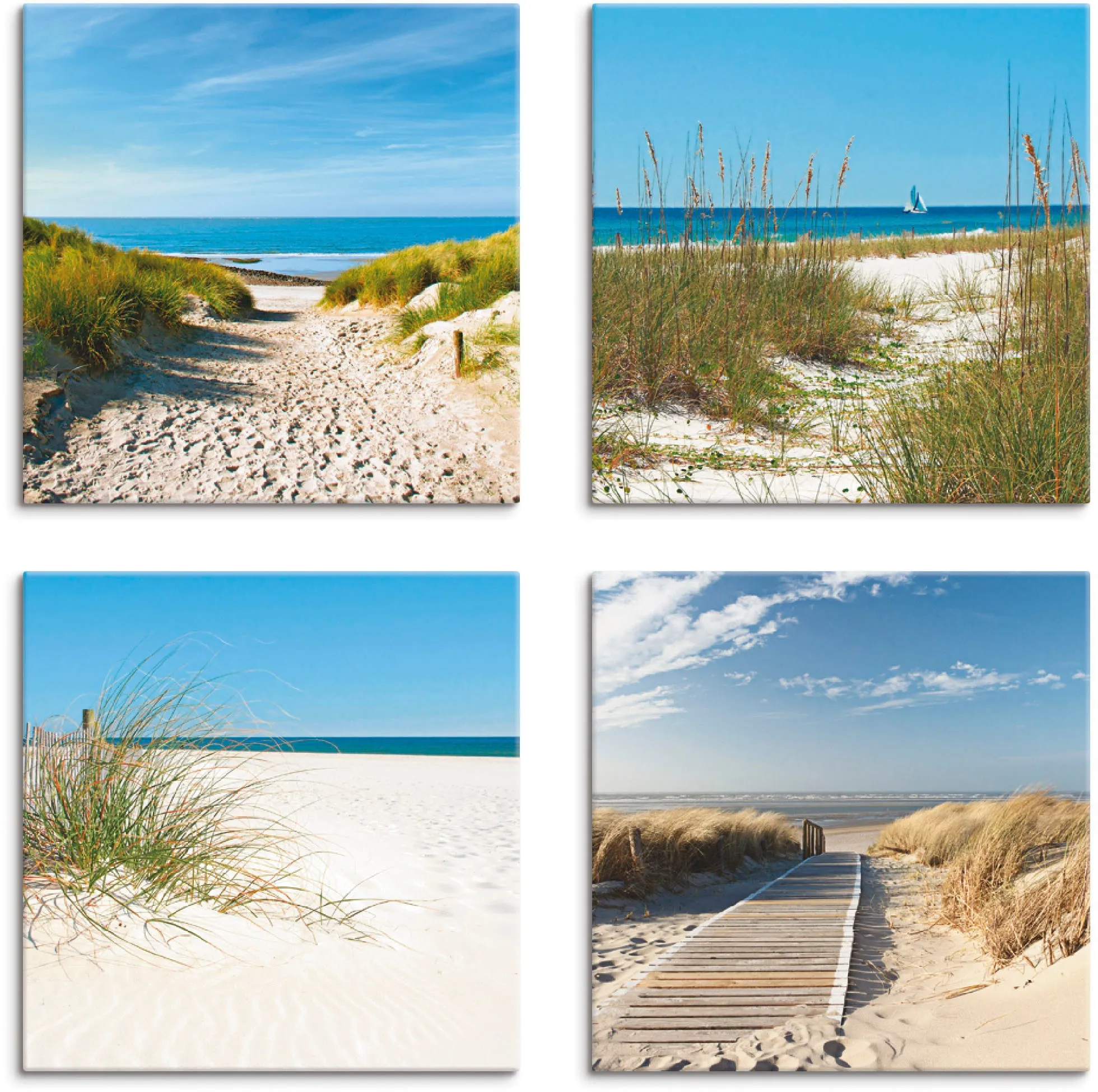Leinwandbild »Strand und Sanddünen«, Strand, (4 St.), 94586861-0 naturfarben B/H: 20 cm x 20 cm
