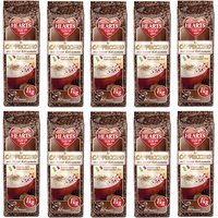 HEARTS Cappuccino mit feiner Kakaonote 10 x 1kg Instant Kaffee Pulver mit Schoko
