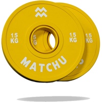 Matchu Sports | Fractional Plates | Mini Hantelscheiben | 0,25/0,5/1/1,5/2,5 KG | Satz mit 2 Stück | Stahl mit Gummiaußenschicht | Durchmesser 50mm (Gelb - 1,5 KG)