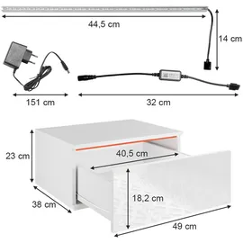 Vicco Nachttisch Samira, 49 x 23 cm Mit LED Beleuchtung