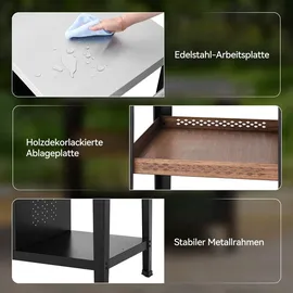 Royal Gourmet Grilltisch 85 x 50 cm Edelstahl schwarz