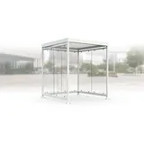 Raucherunterstand, fertig montiert, für 4-5 Personen, 3-seitig, grauweiß, Klares Glas 01