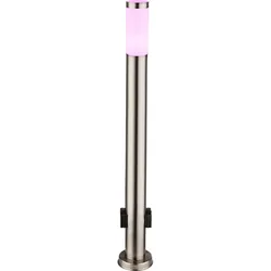 LED Außen Steh Stand Lampe Leuchte EDELSTAHL Garten Beleuchtung Stromverteiler Steckdose DIMMER inkl. FERNBEDIENUNG