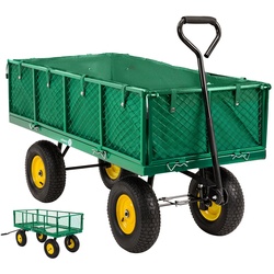 Miweba Bollerwagen MB-700, Transportwagen mit 700 kg Traglast, klappbar, Doppelachse, Stahlrahmen (Grün)
