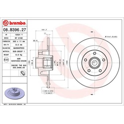 Bremsscheibe BREMBO 08B39627 hinten, voll, 1 Stück