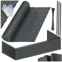 Kesser Sichtschutzmatte 80 x 300 cm Schwarz PVC