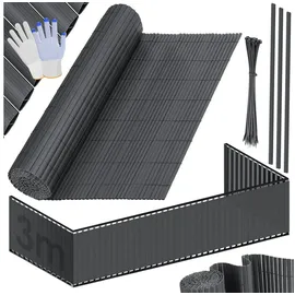 Kesser Sichtschutzmatte 80 x 300 cm Schwarz PVC