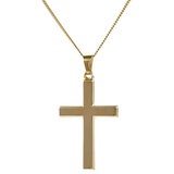 HOPLO Kreuzanhänger Anhänger Kreuz mit massiver Goldkette 1,1 mm 333-8 Karat Gold, Made in Germany 50 cm