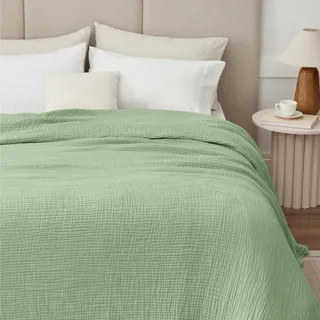 Kozyhvn Decke aus 100% Baumwoll-Musselin, Größe XL, 167,6 x 228,6 cm, 6 Schichten, kühlende und weiche Doppeldecken für Bett, leichte Boho-Decke, Tagesdecke, Gaze-Bettwäsche für alle Jahreszeiten