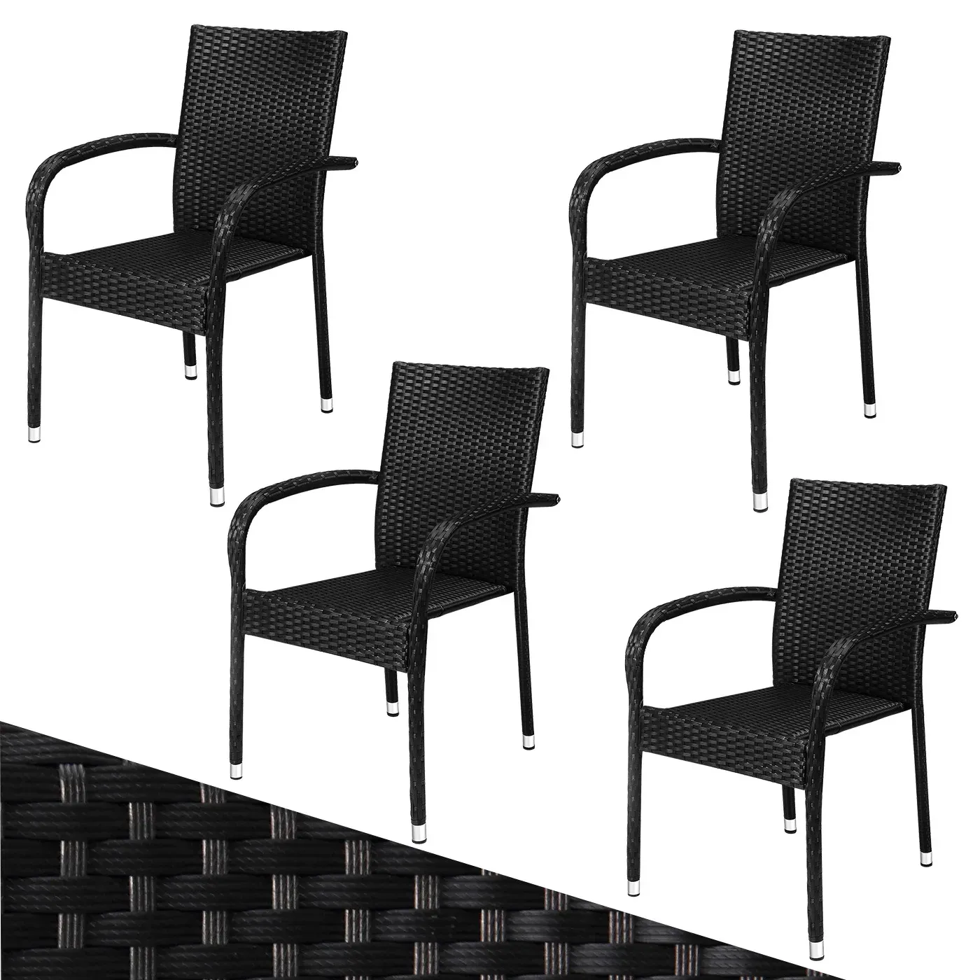 Polyrattan stacking chair Comfort set of 4 black