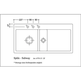 Villeroy & Boch Subway 60 flat links fossil + Handbetätigung