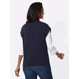 Casual Looks Strickweste CASUAL LOOKS, Damen, Gr. 54, blau (marine), 100% Baumwolle, unifarben, Westen Strickweste
