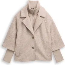 Tom Tailor Damen Bouclé Cape Jacke im 2-in-1-Look - Beige XL