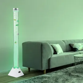 GLOBO Wassersäule Stehleuchte Sprudelsäule Farbwechsel Dekolampe LED Stehlampe, mit 5 Deko-Fischen, Sprudelstärke einstellbar, LxBxH 21,5x21,5x120 cm