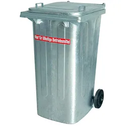 BRB 240 Liter Mülltonne, Stahl feuerverzinkt, HxBxT 1060 x 580 x 730 mm, öldicht verschweißt
