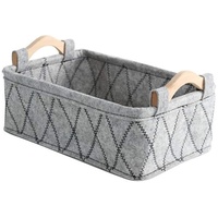 JameStyle26 Felt Storage Box Foldable Basket with Handles for Home Bedroom Living Room for Newspaper Cosmetic Shelf Basket (Grey, S)