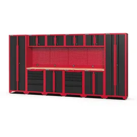 feistos Werkstatteinrichtung Novo 4 Metall Werkstattschrank schwarz & rot 45,7x396x198cm