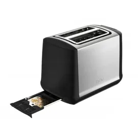 Tefal TT340830 Toaster, 2 Scheiben, 850 W, Edelstahl/Schwarz – Kompakter Toaster mit 7 Bräunungsstufen, Aufwärm- & Auftaufunktion