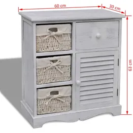 vidaXL Kommode mit 3 Körben Weiß