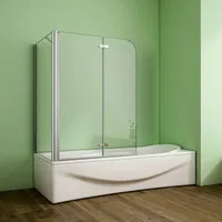 75X120cm Badewannenfaltwand Badewannenaufsatz mit Duschwand Duschabtrennung Höhe 140cm Dusche Faltwand 6mm Nano Glas