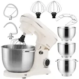 Zeegma PLANEET TRIO Planetenroboter, 1500 W, Multifunktionale Küchenmaschine 3 Schüsseln 4 l, 4,5 l und 5,2 l, 10 Betriebsgeschwindigkeiten, Mixer mit Haken, Schneebesen, Deckel mit Messgerät