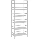 PBJ Schuhregal, Weiß, Metall, 6 Fächer, 59x144x30 cm, Garderobe, Schuhaufbewahrung, Schuhregale