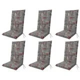Hochlehner Auflagen Polster 6ER SET Gartenmöbel Kissen 8 cm Gartenstuhl 1112