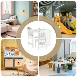 SoBuy Kindersitzgruppe KMB60 1 Tisch 1 Stuhl Kiefer weiß