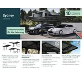 CANOPIA Doppelcarport Sydney Wings 5,72 x 5,86 m schwarz inkl. Regenrinne
