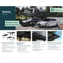 CANOPIA Doppelcarport Sydney Wings 5,72 x 5,86 m schwarz inkl. Regenrinne