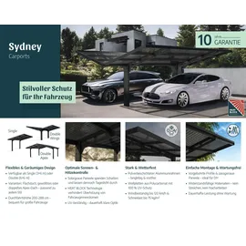 CANOPIA Doppelcarport Sydney Wings 5,72 x 5,86 m schwarz inkl. Regenrinne
