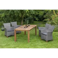 Merxx Toskana Set 9tlg 4 Sessel Tisch 185x90cm Auflagen