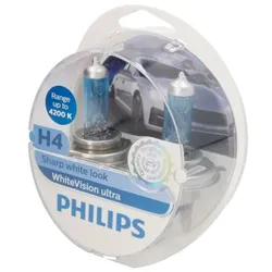 Glühlampe Halogen PHILIPS H4 WhiteVision Ultra 12V/60/55W, 2 Stück