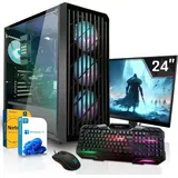 SYSTEMTREFF Gaming Komplett PC - Ryzen 5 5600G - AMD RX Vega - 7Core 4GB - 8GB 3 - 256GB SSD + - 24 Zoll TFT - Windows 11 Pro - Desktop