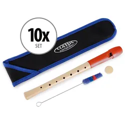 Classic Cantabile Pivella Blockflöte Rot, deutsche Griffweise 10er Set