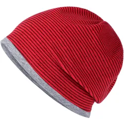 Strukturierte Beanie - Farbe rot, grau - Größe one size